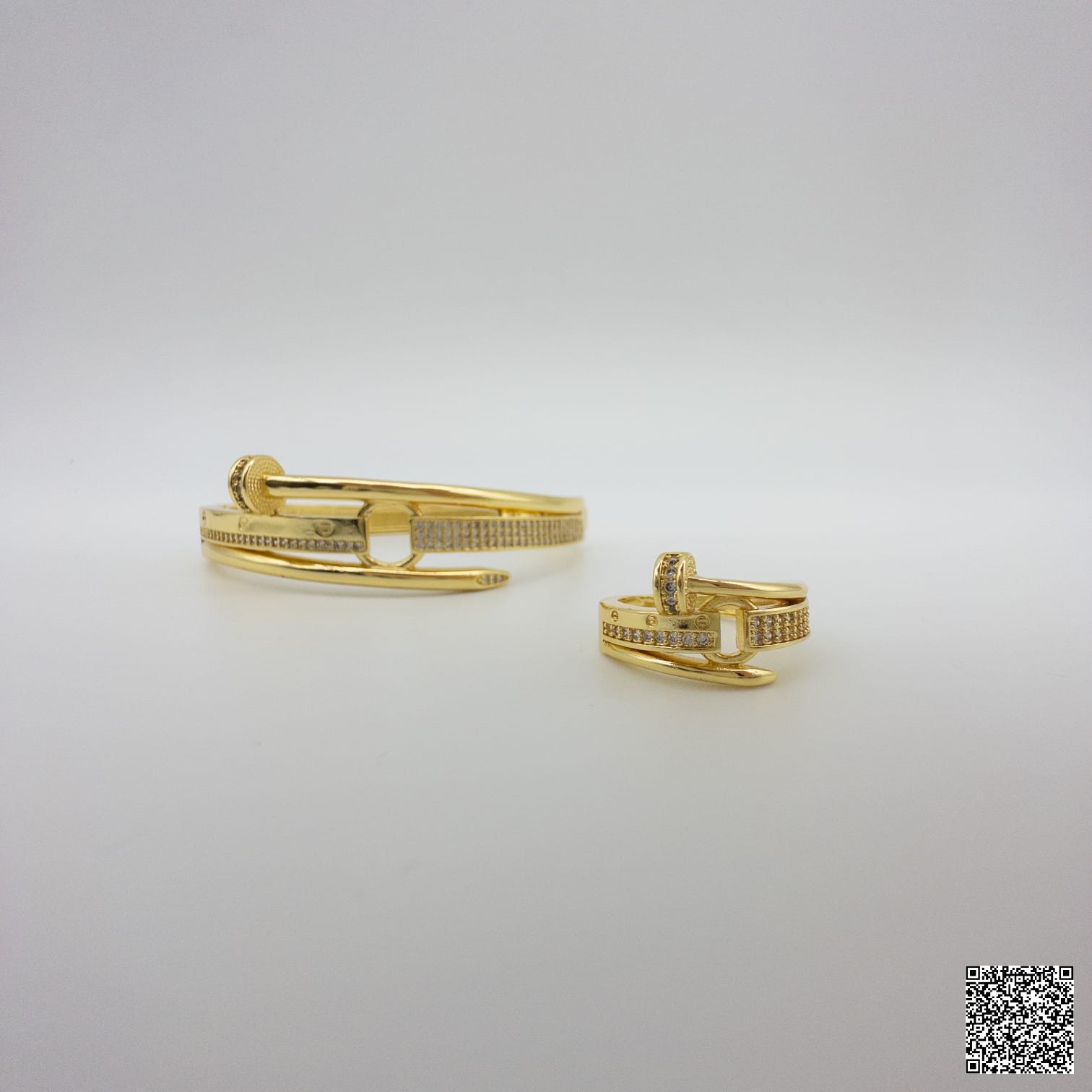Nagel Schmuckset Damen Gold & Silber Eleganter Armreif Mit Ring