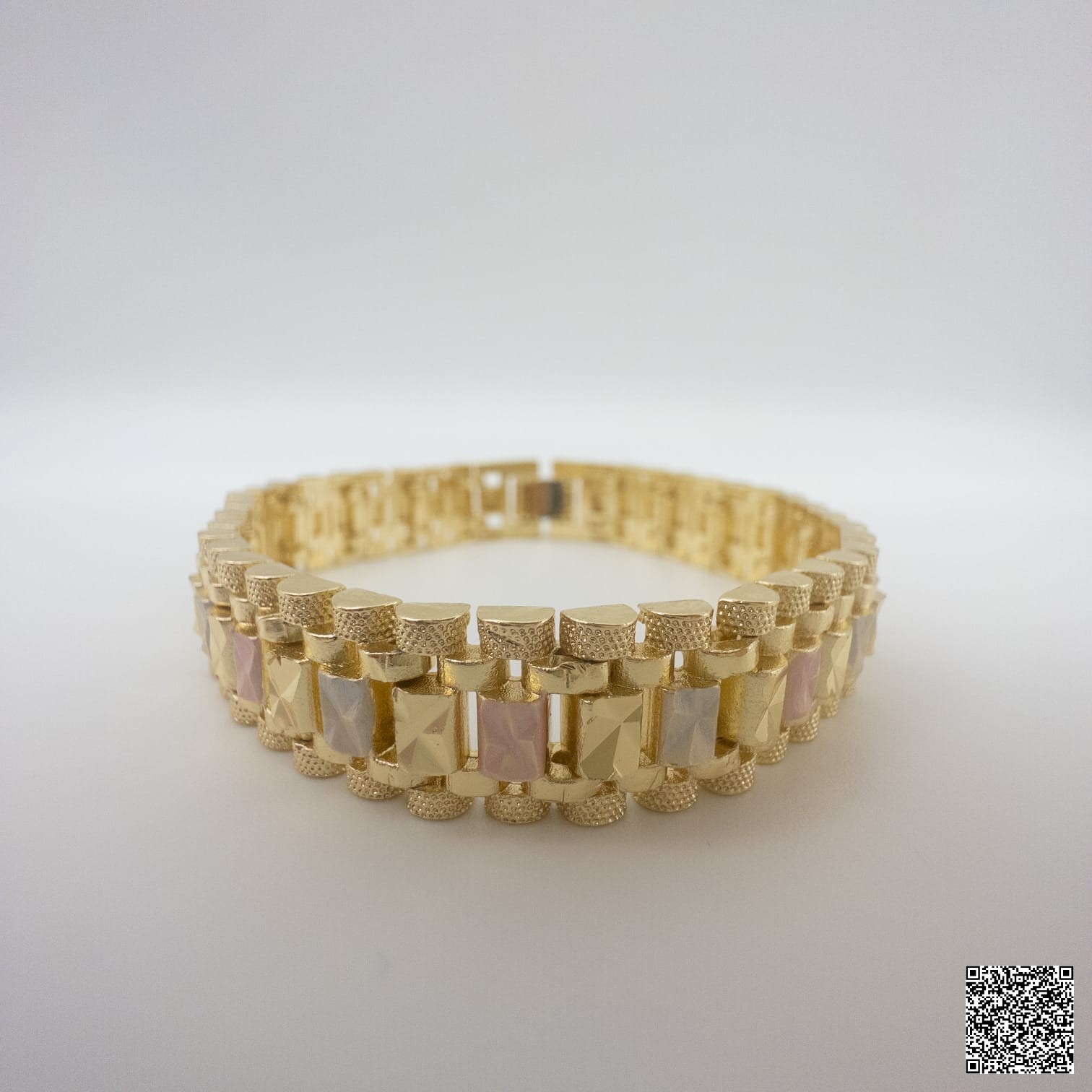 Vergoldetes Gliederarmband Mit Perlmutt-Details Elegantes Damen