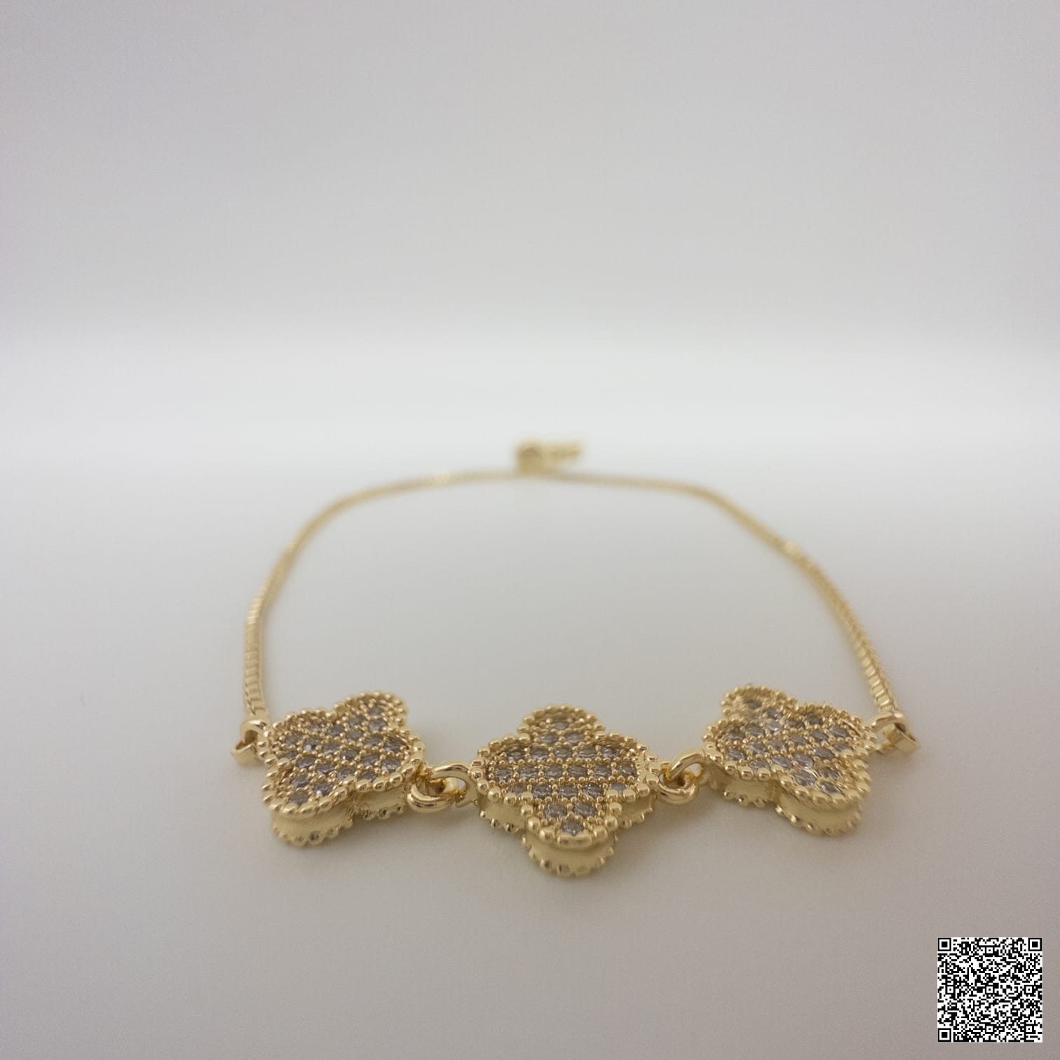 Vergoldetes Damen Armband Mit Zirkonia Kleeblatt Elegantes