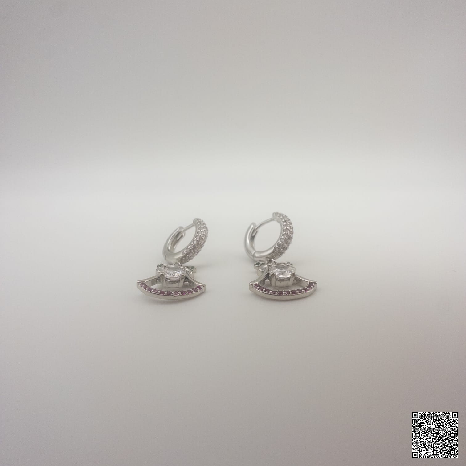 Silberne Weihnachtsengel Ohrringe Mit Zirkonia & Rosa Details