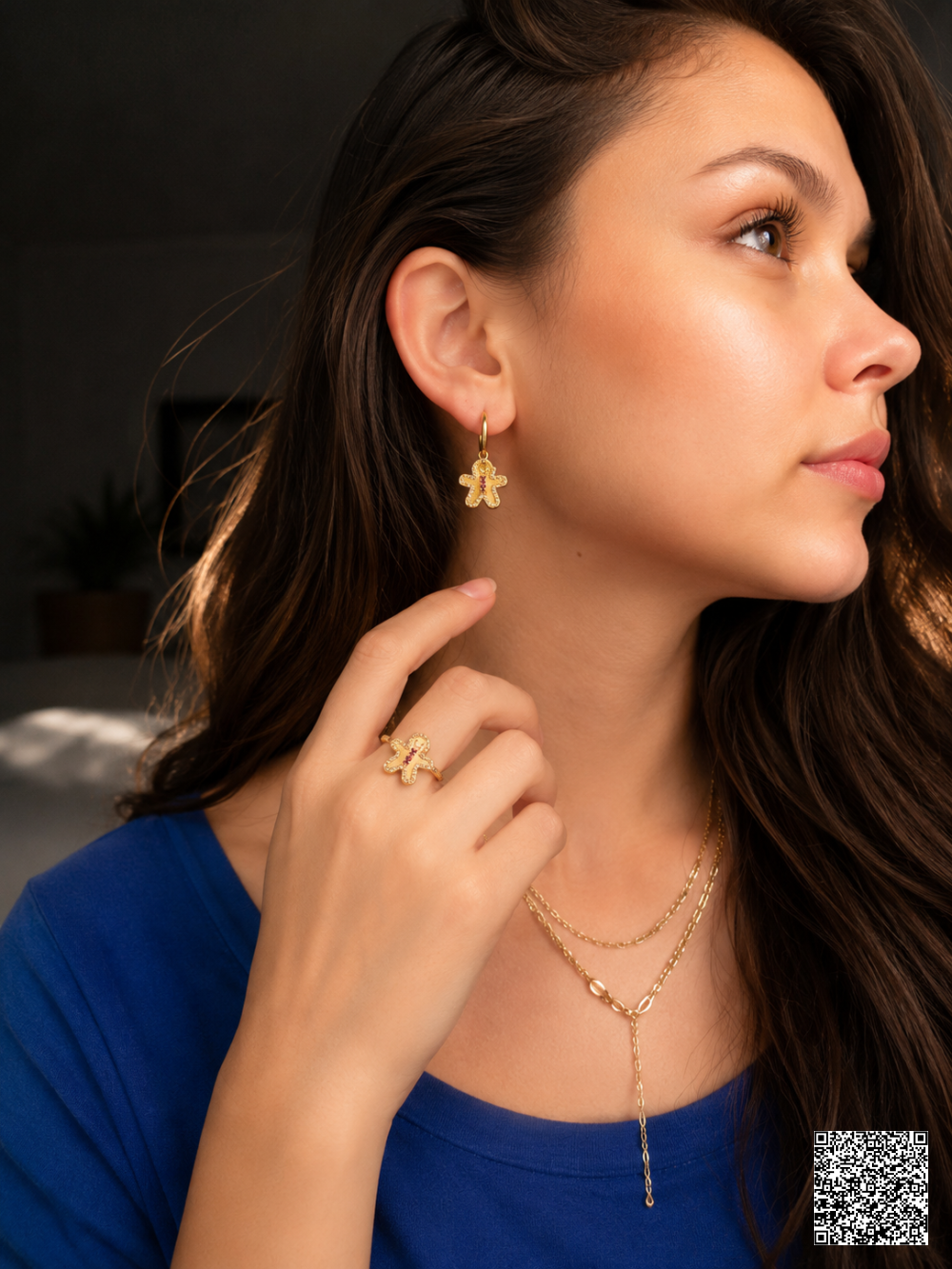 Goldfarbenes Kleeblatt Schmuckset Mit Ohrringen Und Ring