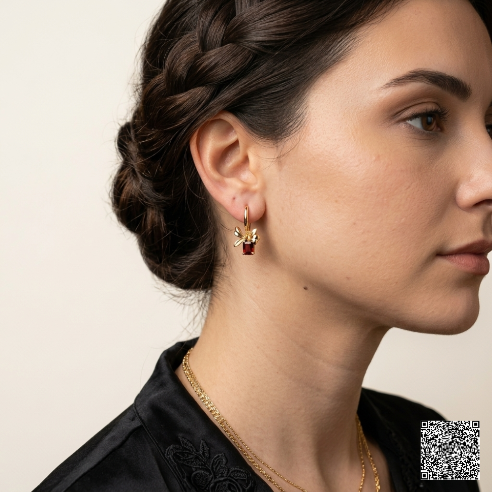 Elegante Schleifen Creolen Mit Farbigen Zirkonia Damen Ohrringe