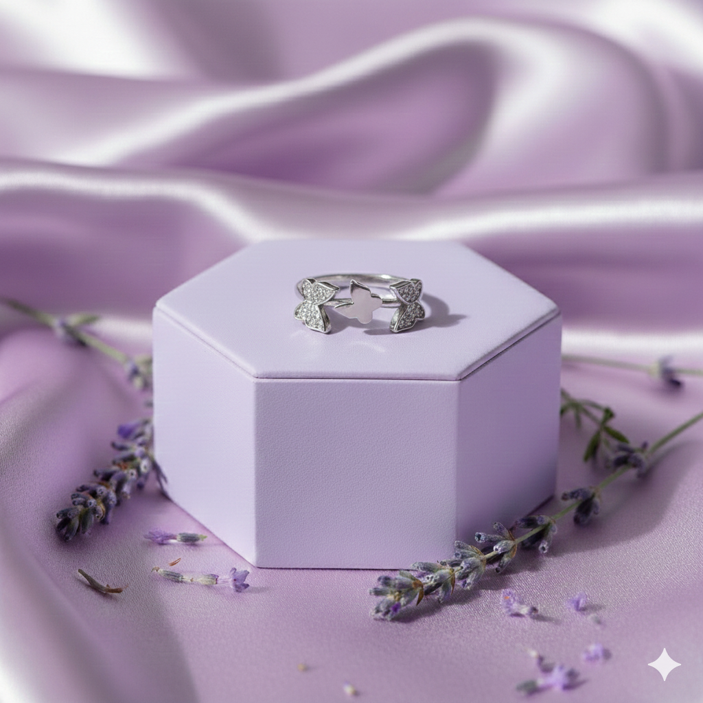 Eleganter Schmetterlingsring Mit Funkelnden Zirkonia