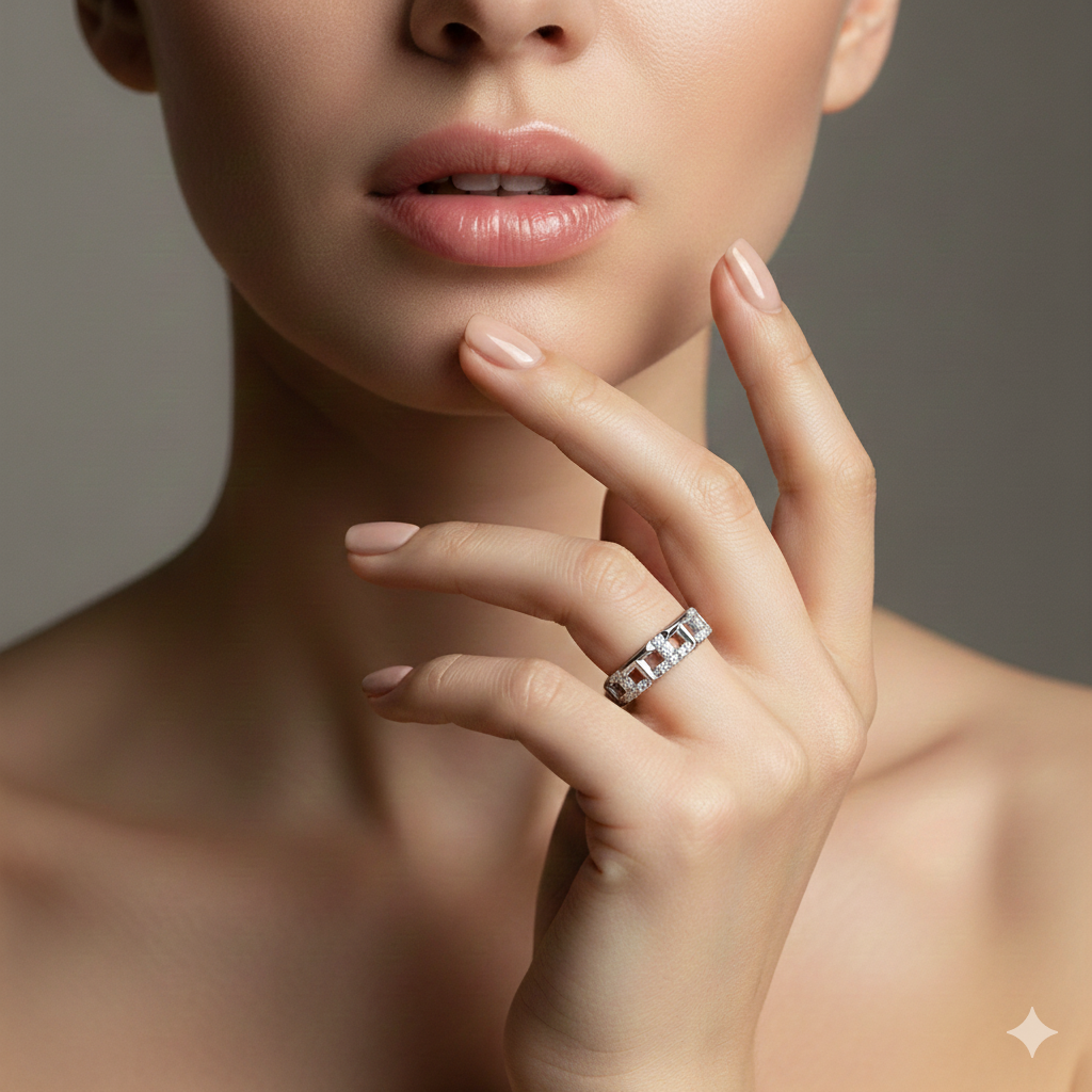 Eleganter Zirkonia-Eternity-Ring In Silberoptik