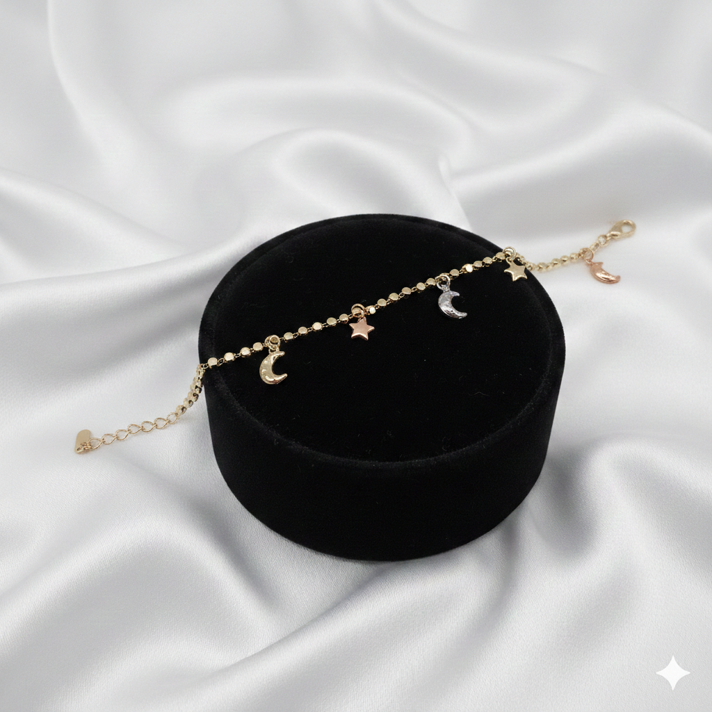 Mond & Sterne Charm-Armband Elegantes Damenarmband In Goldoptik