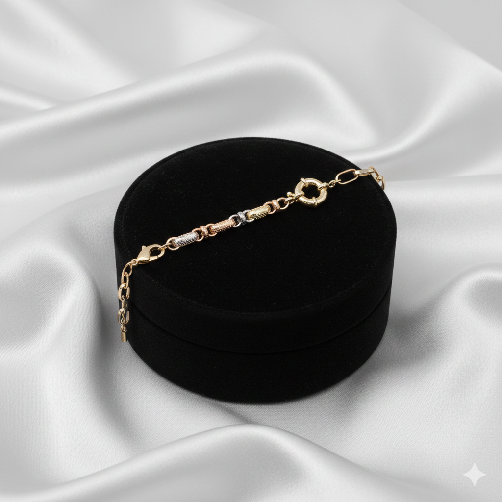 Elegantes Dreifarbiges Gliederarmband Für Damen