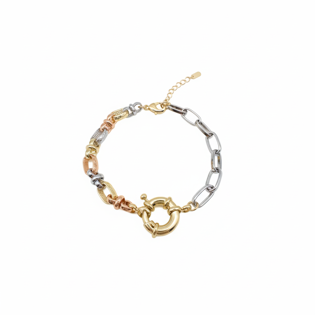Elegantes Dreifarbiges Gliederarmband Für Damen