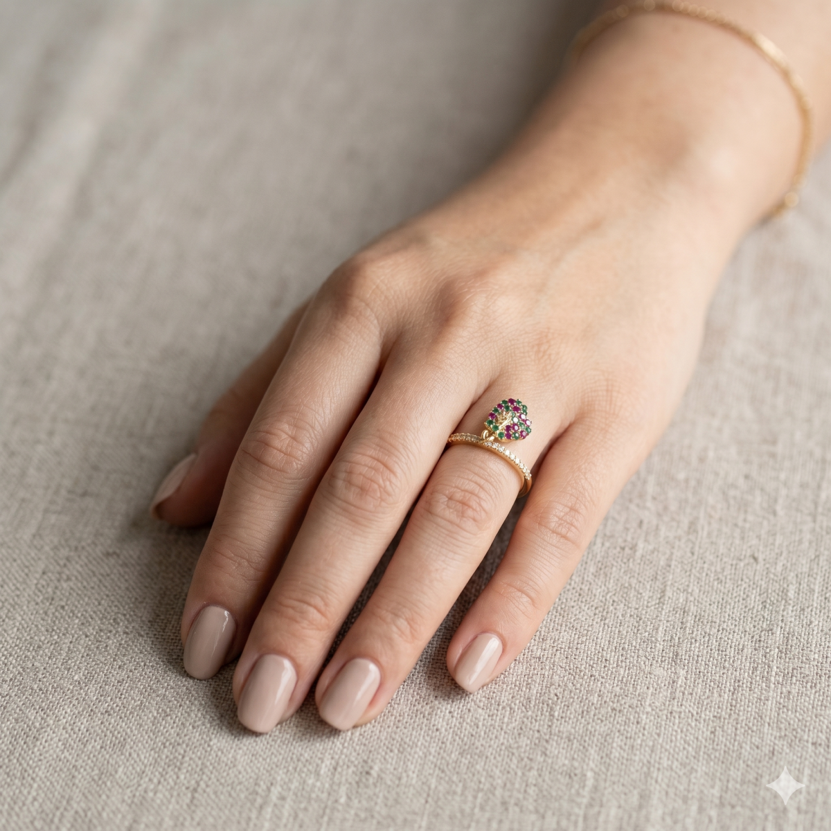 Vergoldetes Schmuckset Mit Hamsa-Hand Anhänger Ring & Creolen