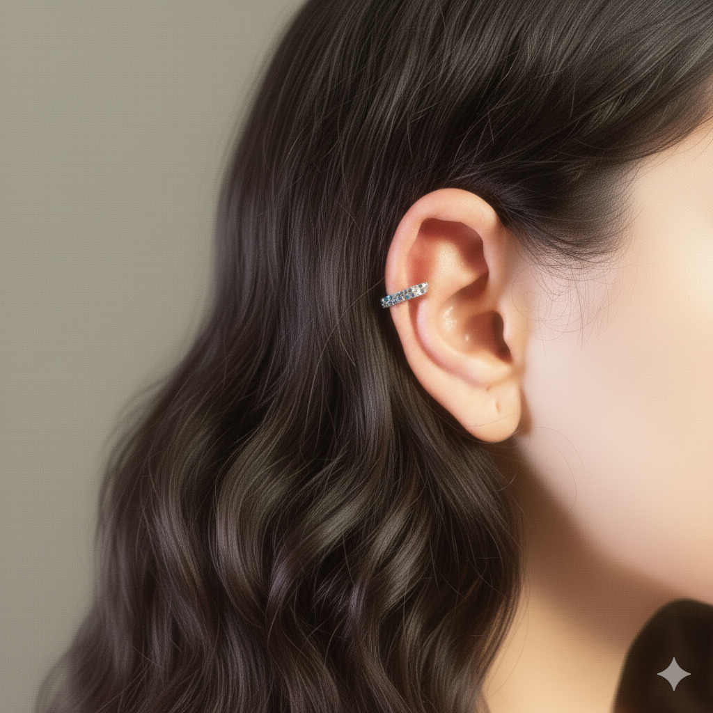Silber Ear Cuff Mit Bunten Zirkonia Eleganter Ohrclip Ohne