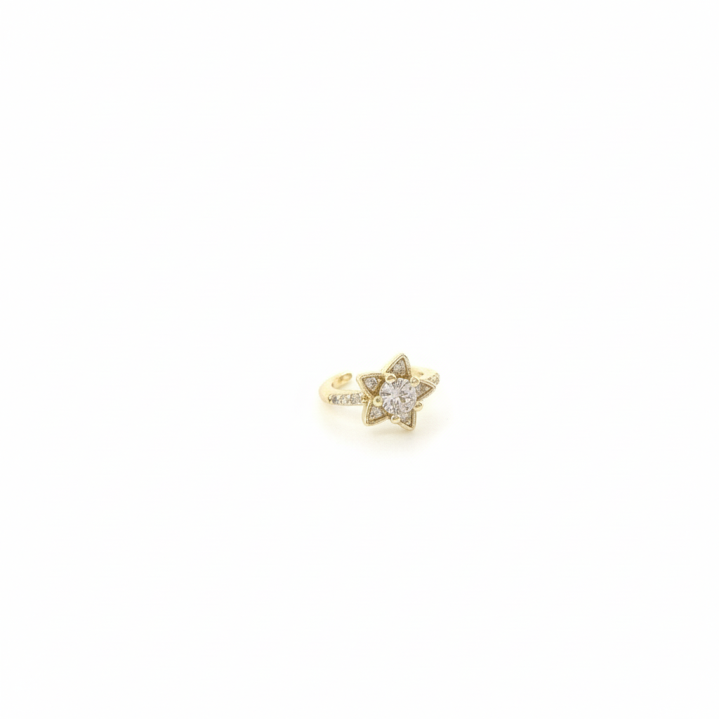 Vergoldeter Stern-Ear Cuff Mit Zirkonia Ohrclip Ohne Piercing Für