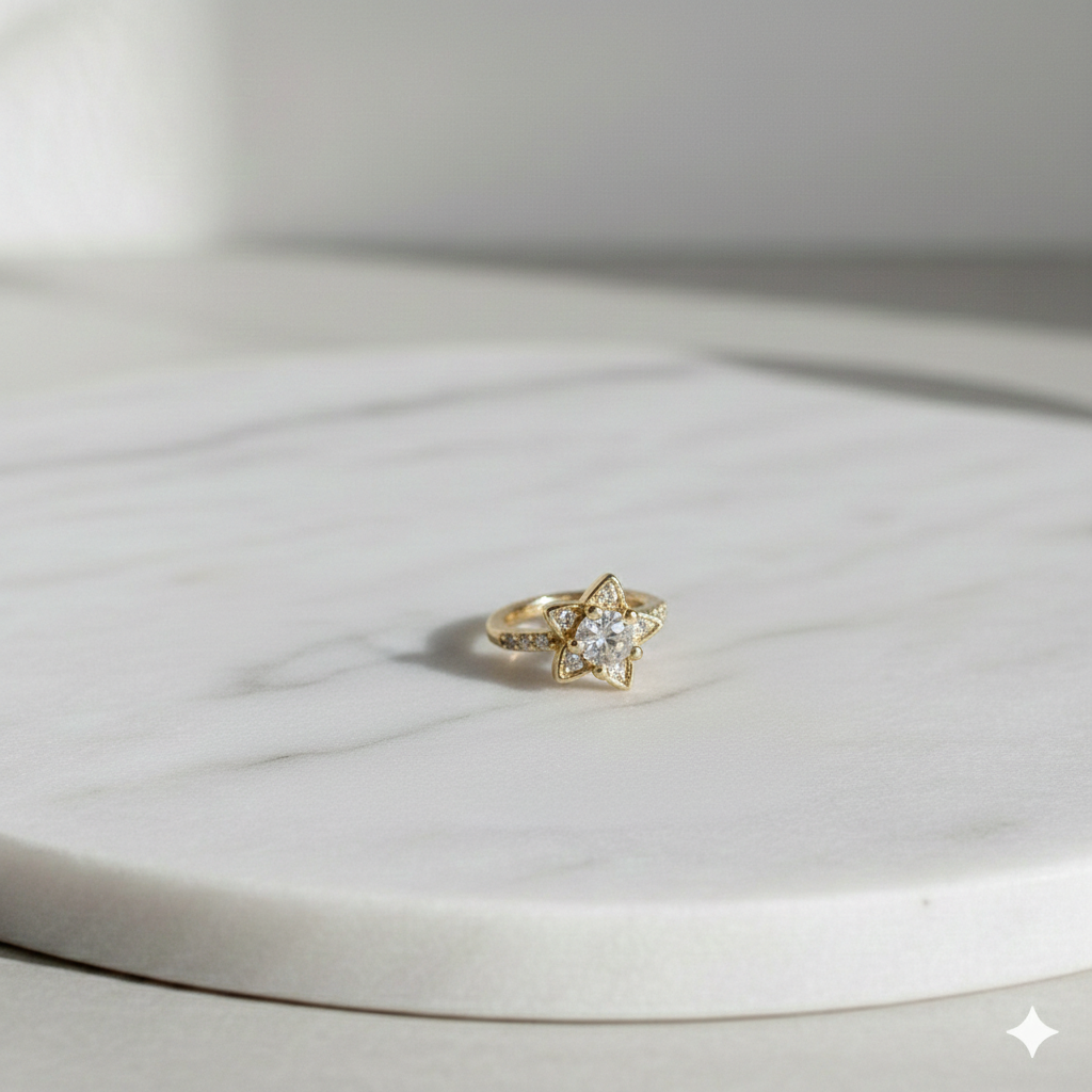 Vergoldeter Stern-Ear Cuff Mit Zirkonia Ohrclip Ohne Piercing Für