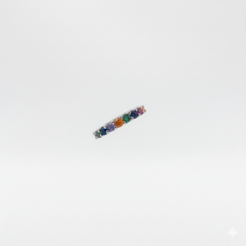 Regenbogen Ear Cuff Mit Bunten Zirkonia Silberfarbener Ohrclip