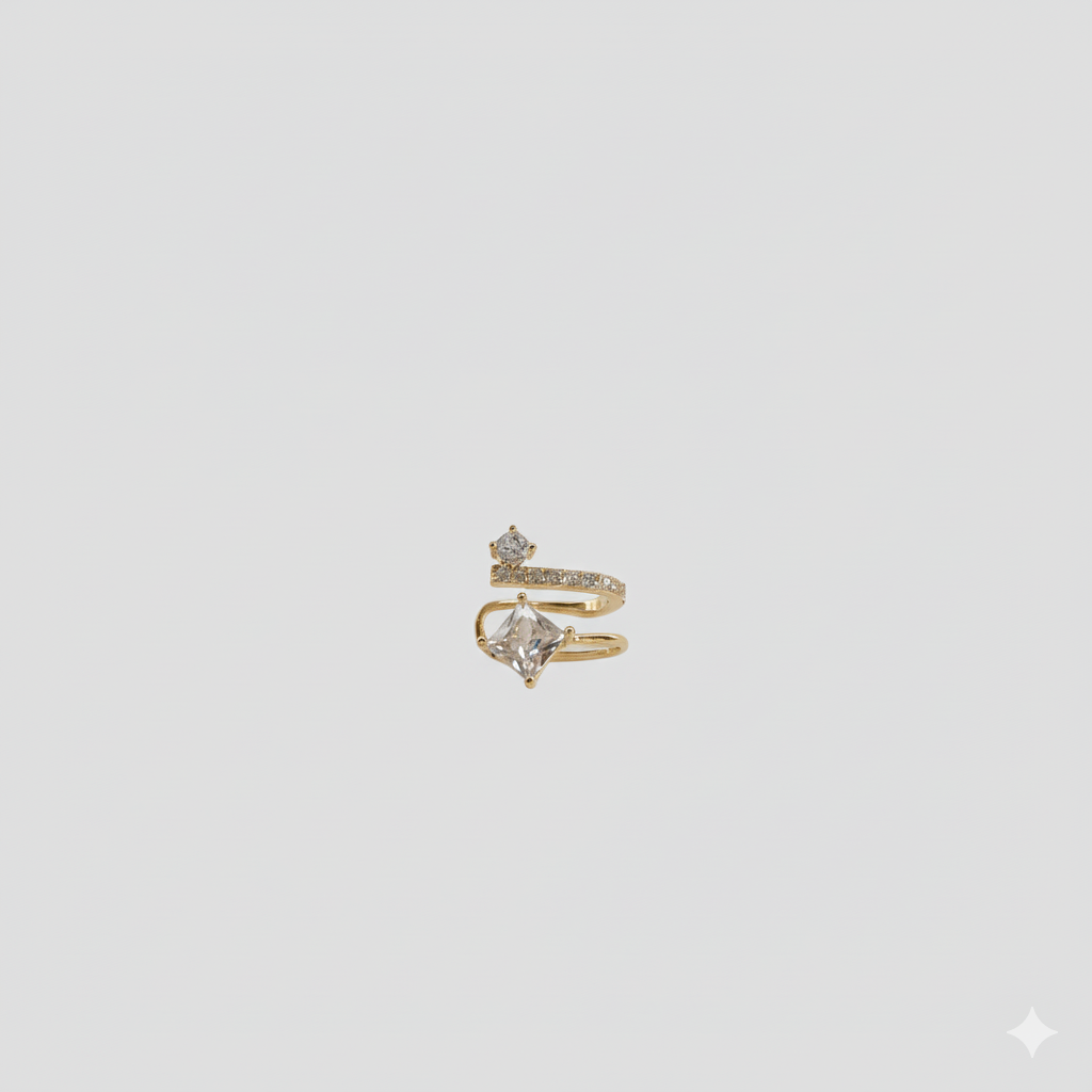 Vergoldeter Ear Cuff Mit Zirkonia Eleganter Ohrclip Ohne Piercing