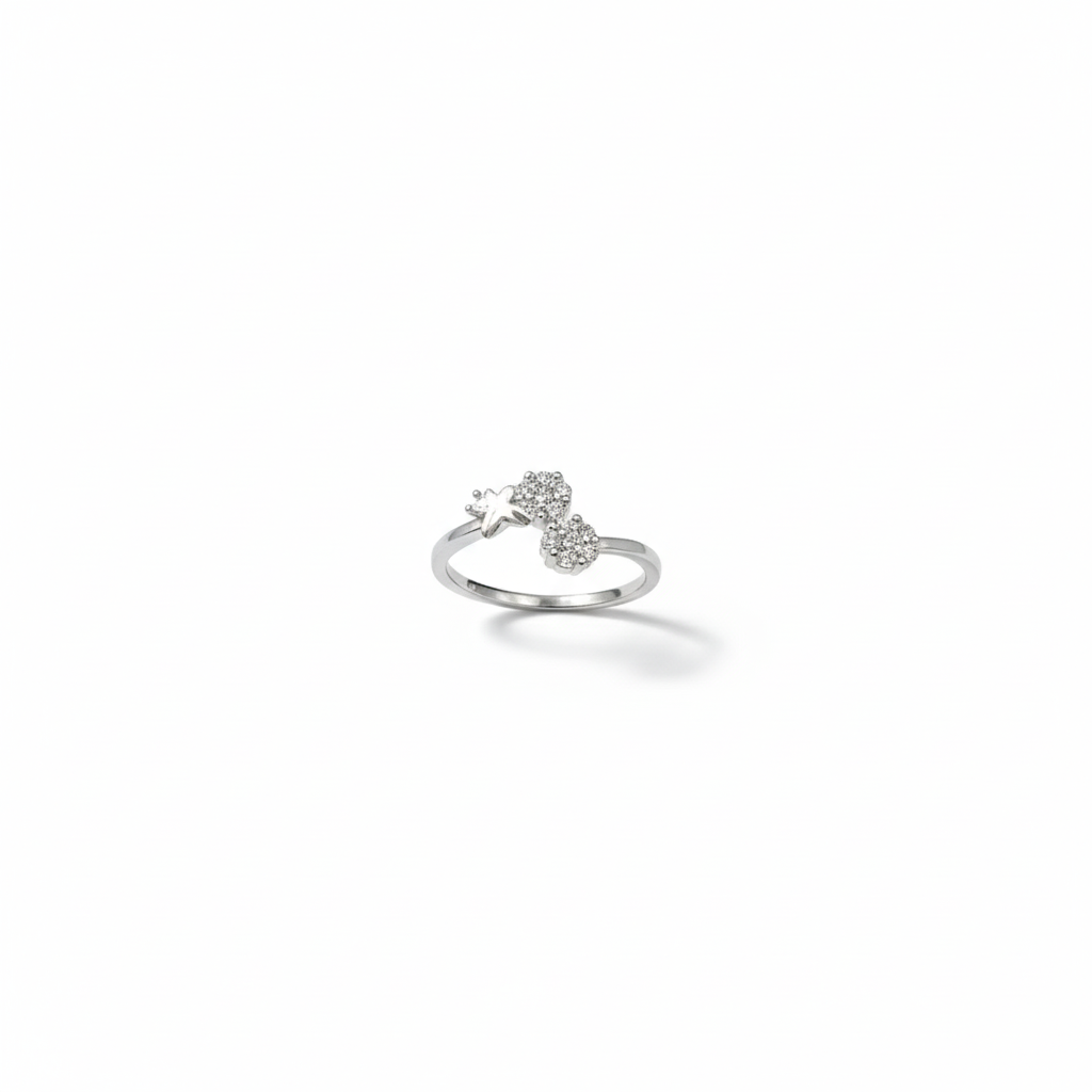 Eleganter Silberring Mit Schmetterling & Zirkonia