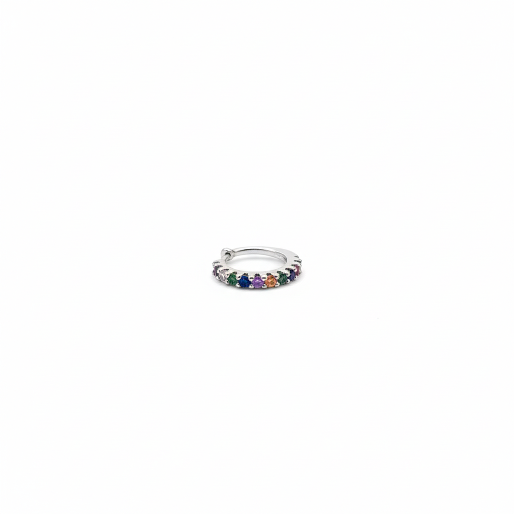 Regenbogen Ear Cuff Mit Bunten Zirkonia Silberfarb - EARC-3833