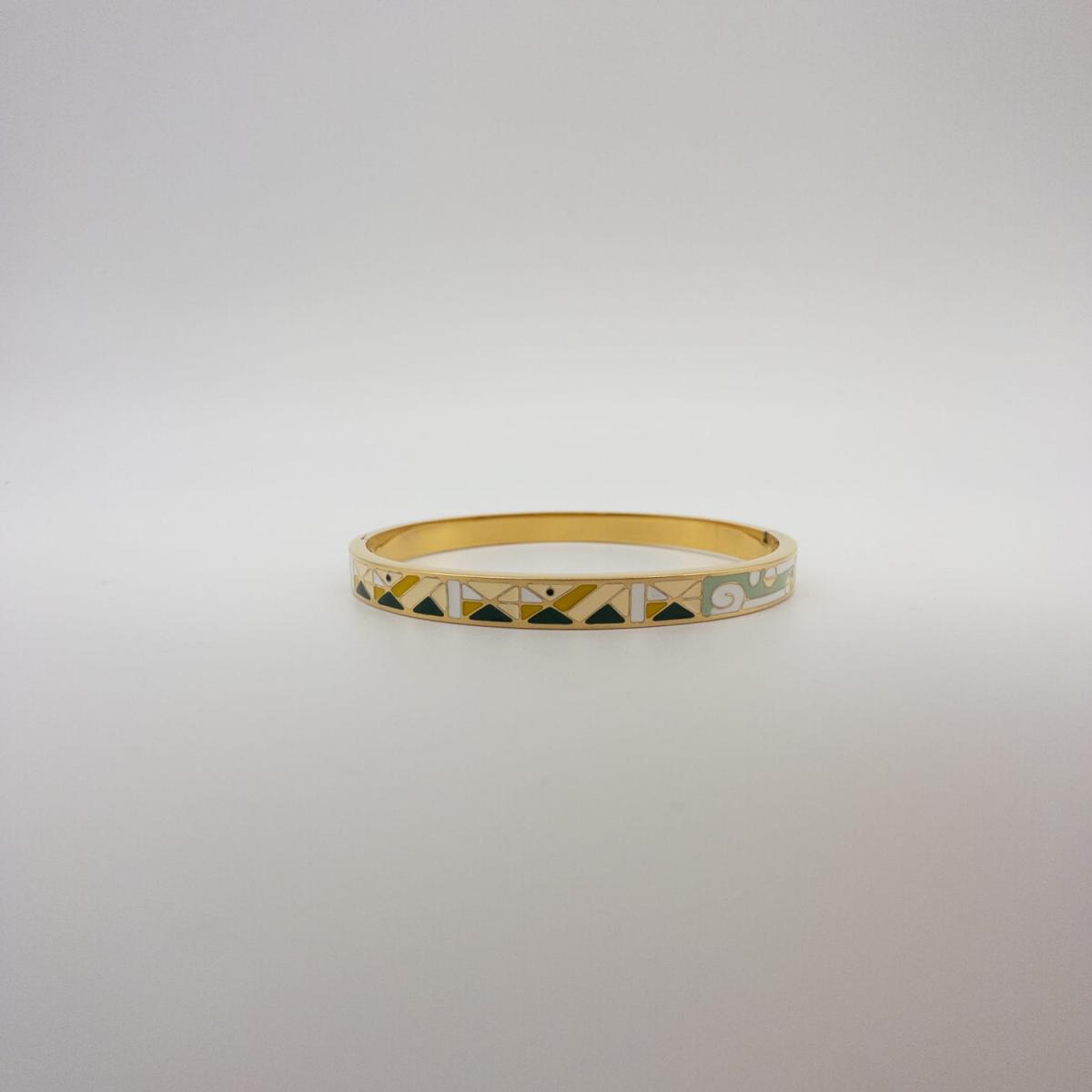 Eleganter Goldfarbener Armreif Mit Geometrischem Muster Damen