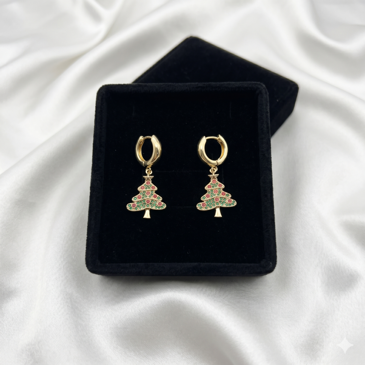 Goldfarbene Weihnachtsbaum Ohrringe Festlicher Damen Modeschmuck