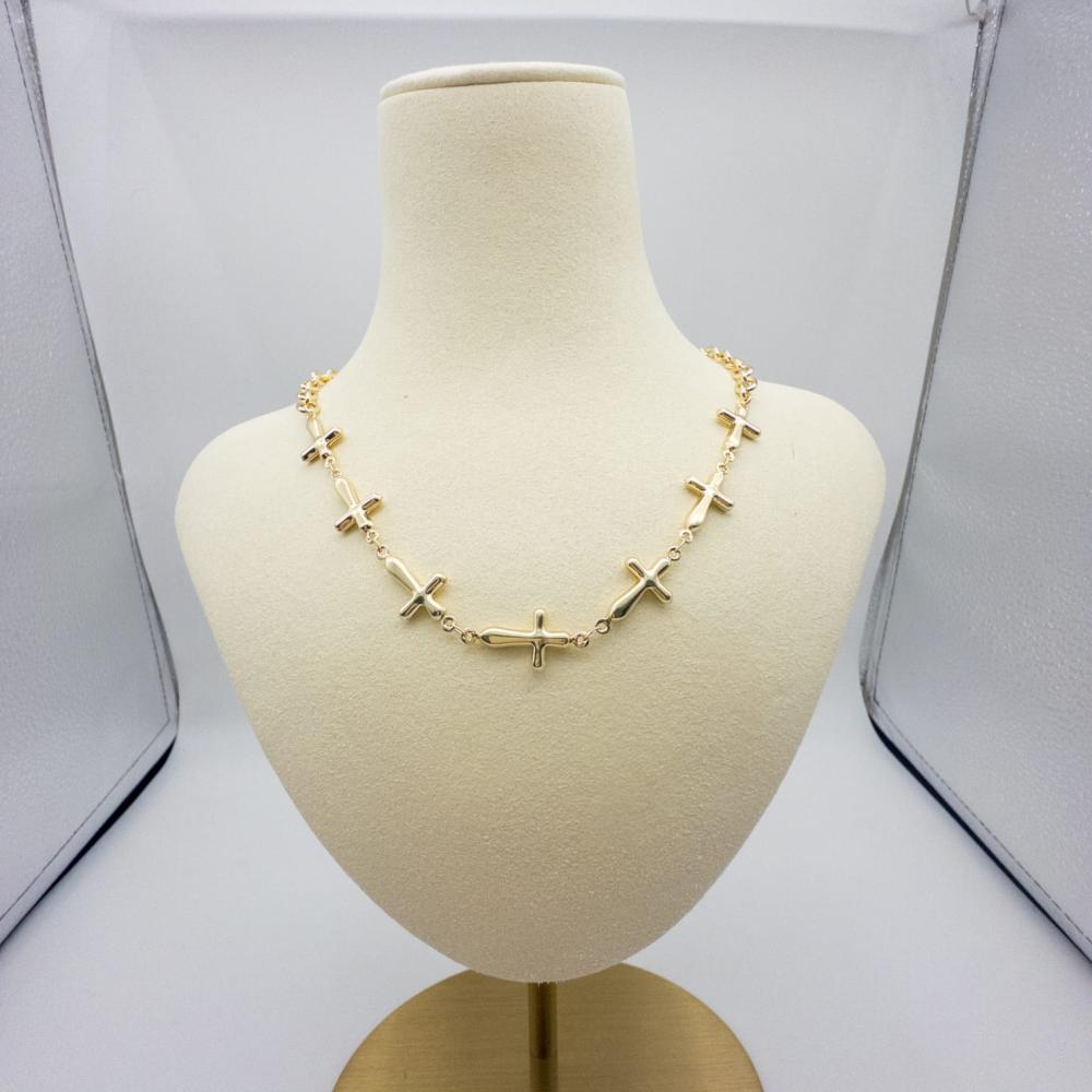 Luxuriöse Goldfarbene Kreuz Halskette Für Damen Eleganter