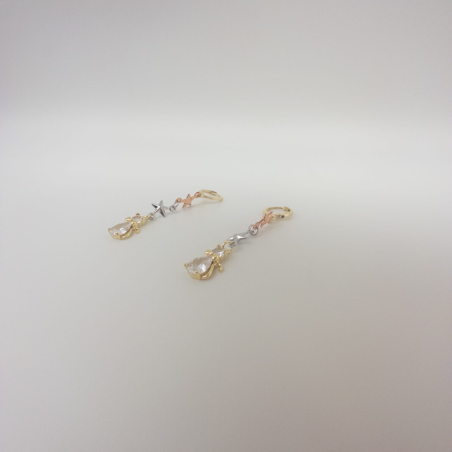 Stern Hängeohrringe Mit Zirkonia Dreifarbige Elegante Damen