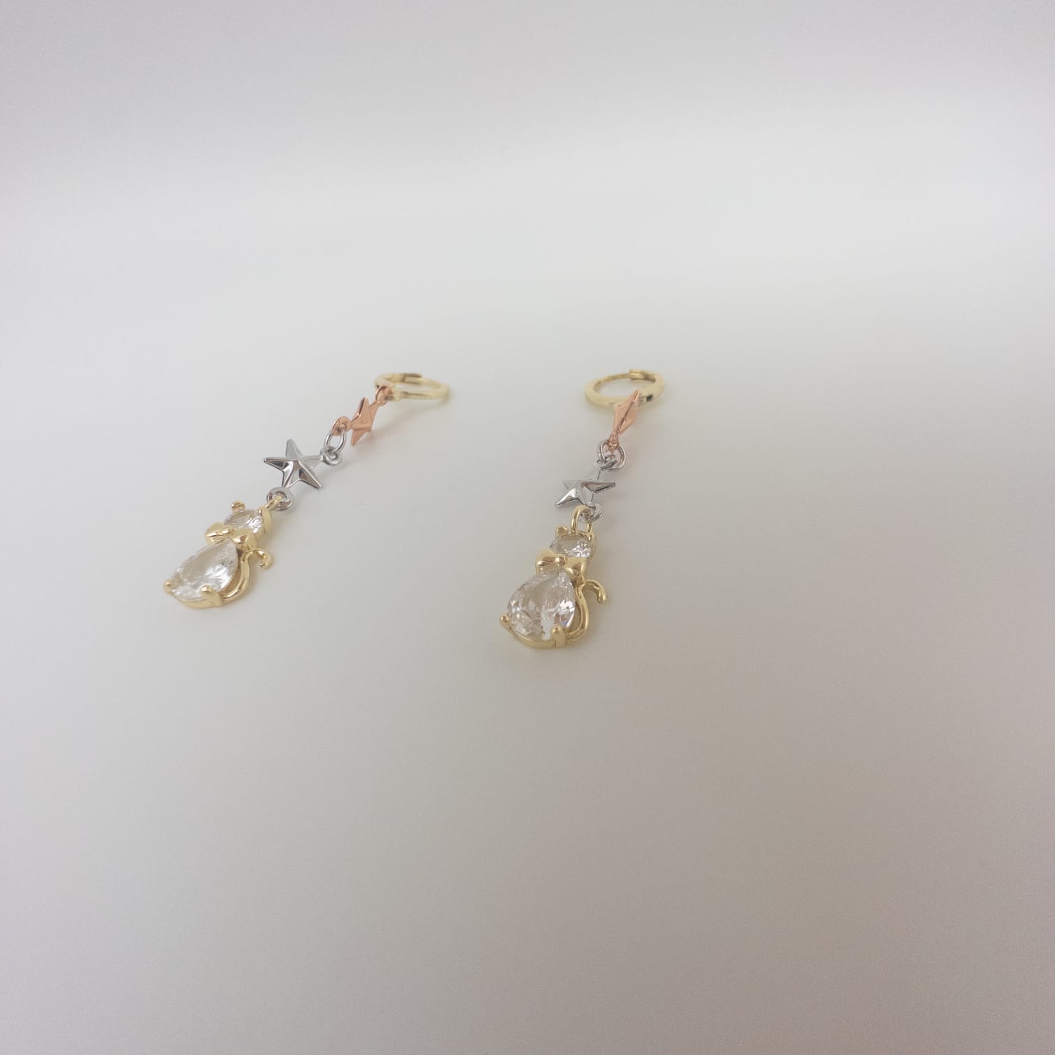 Stern Hängeohrringe Mit Zirkonia Dreifarbige Elegante Damen