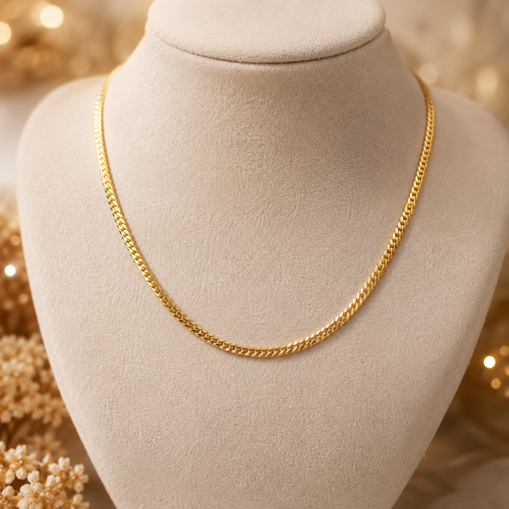 Goldene Herringbone Halskette Elegante Damen Gliederkette