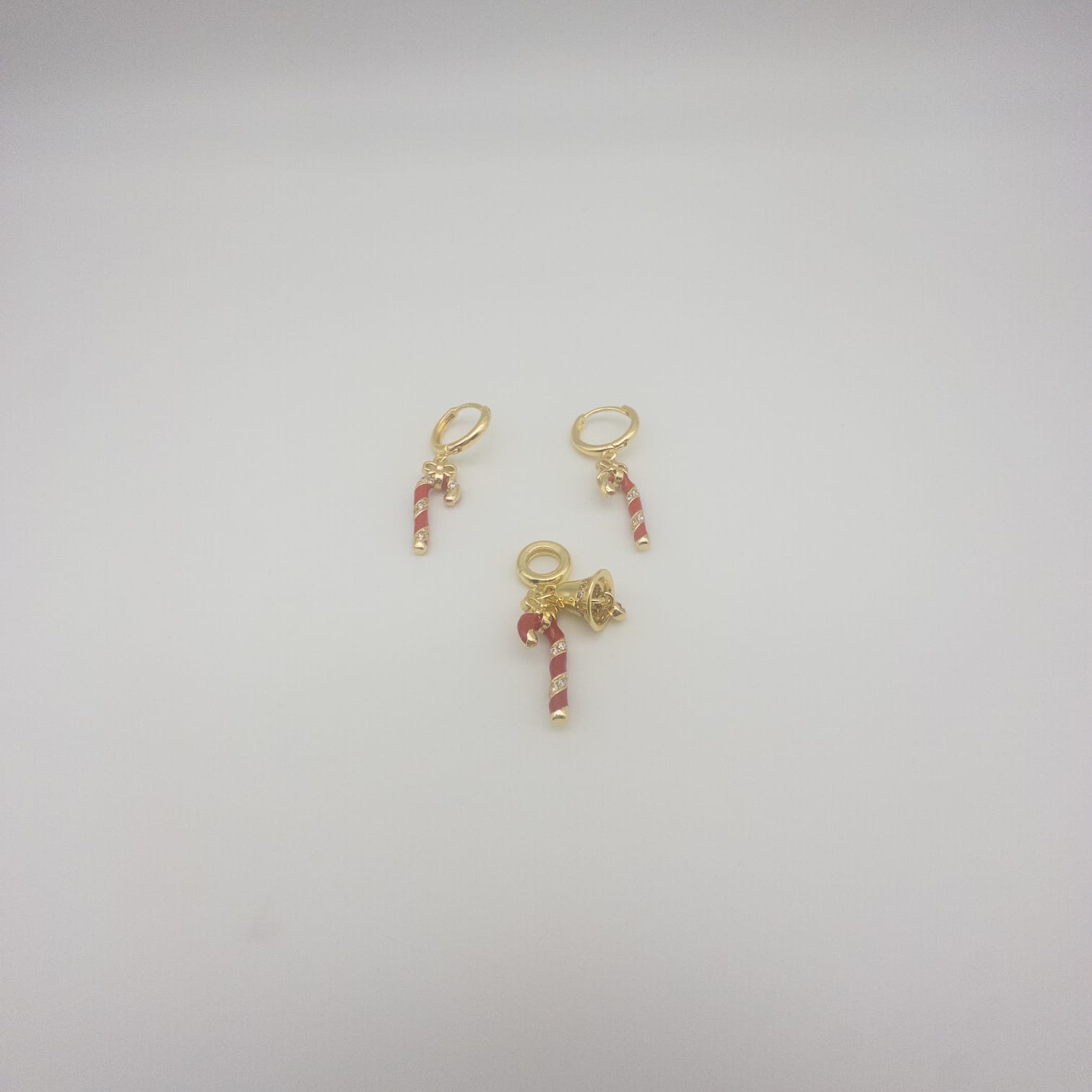 Weihnachts Schmuckset Mit Zuckerstangen Ohrringen Und Ring Roter