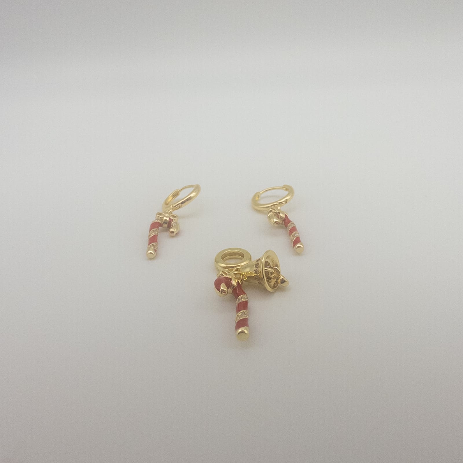 Weihnachts Schmuckset Mit Zuckerstangen Ohrringen Und Ring Roter