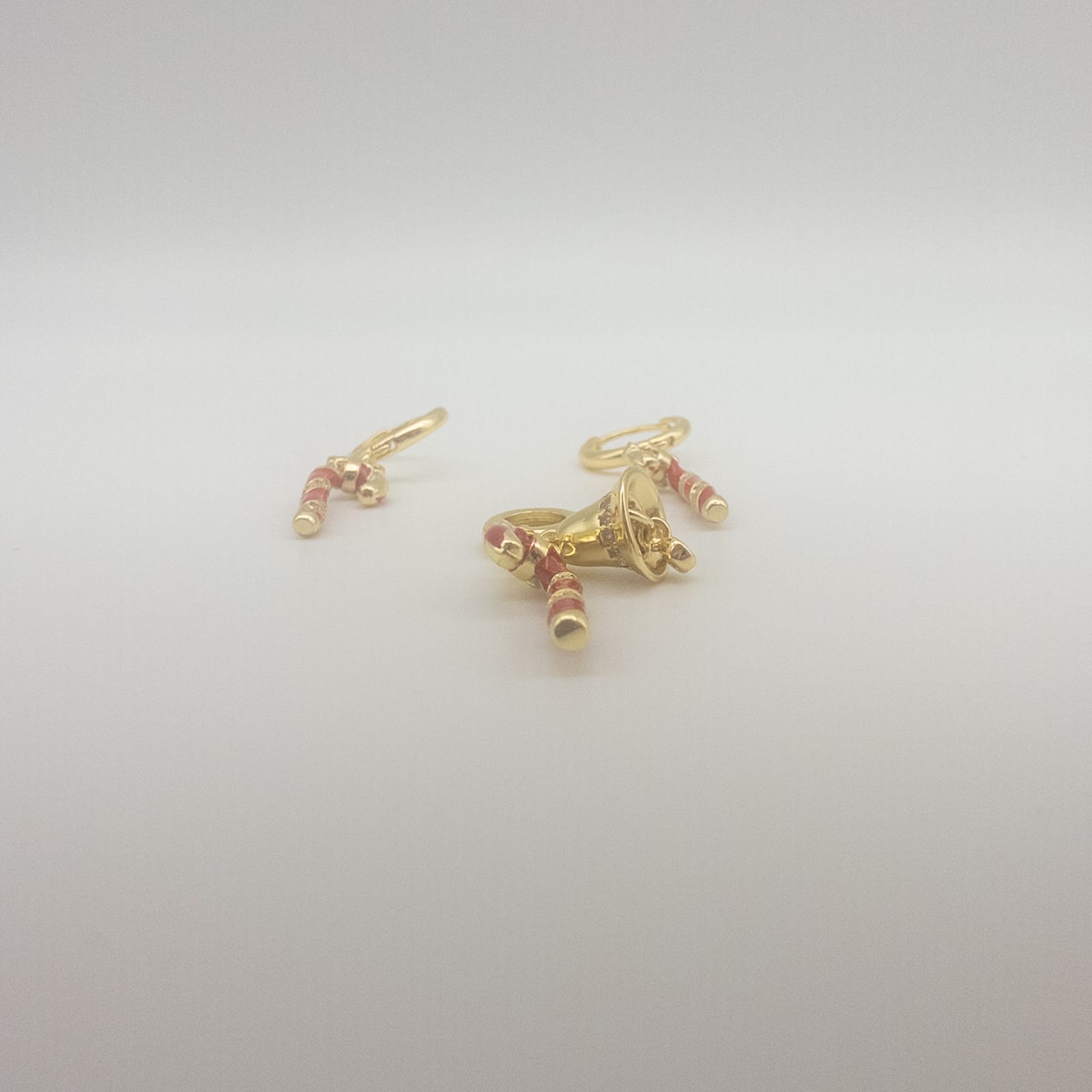 Weihnachts Schmuckset Mit Zuckerstangen Ohrringen Und Ring Roter