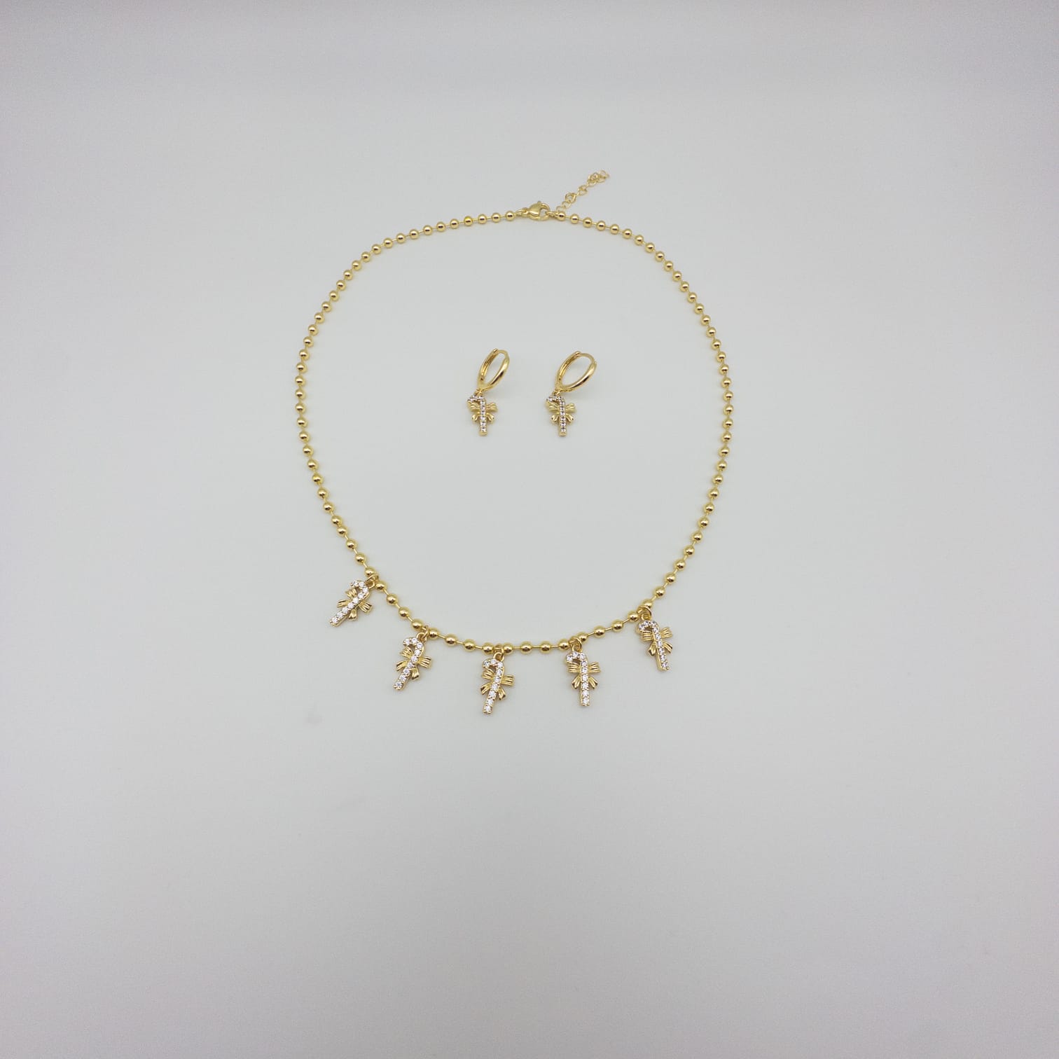 Elegantes Goldfarbenes Schmuckset Mit Palmenanhängern Halskette &