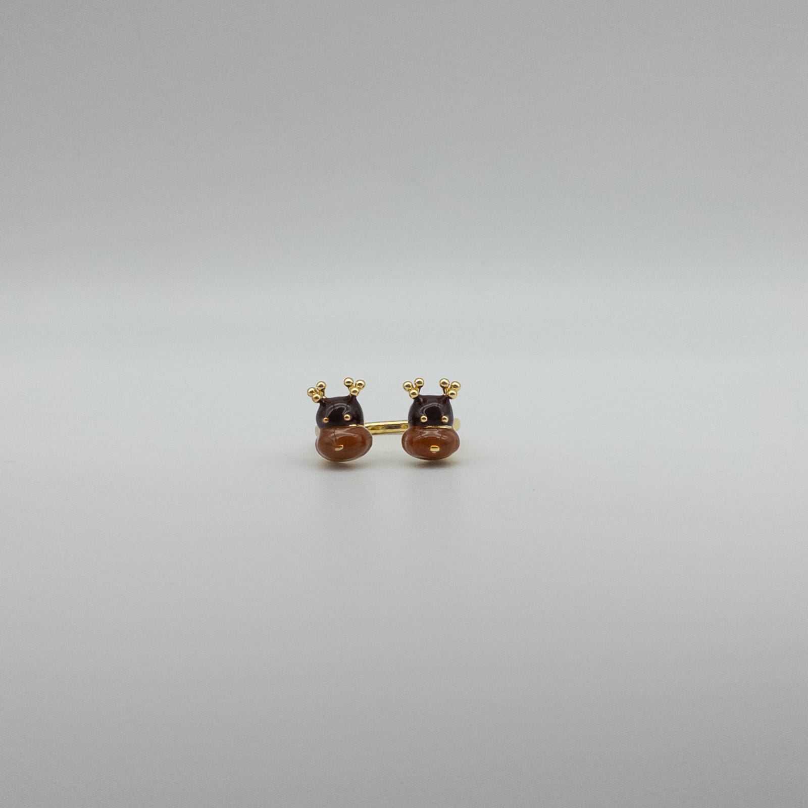 2Er-Set Verstellbare Damenringe Mit Braunem Teddybär-Design