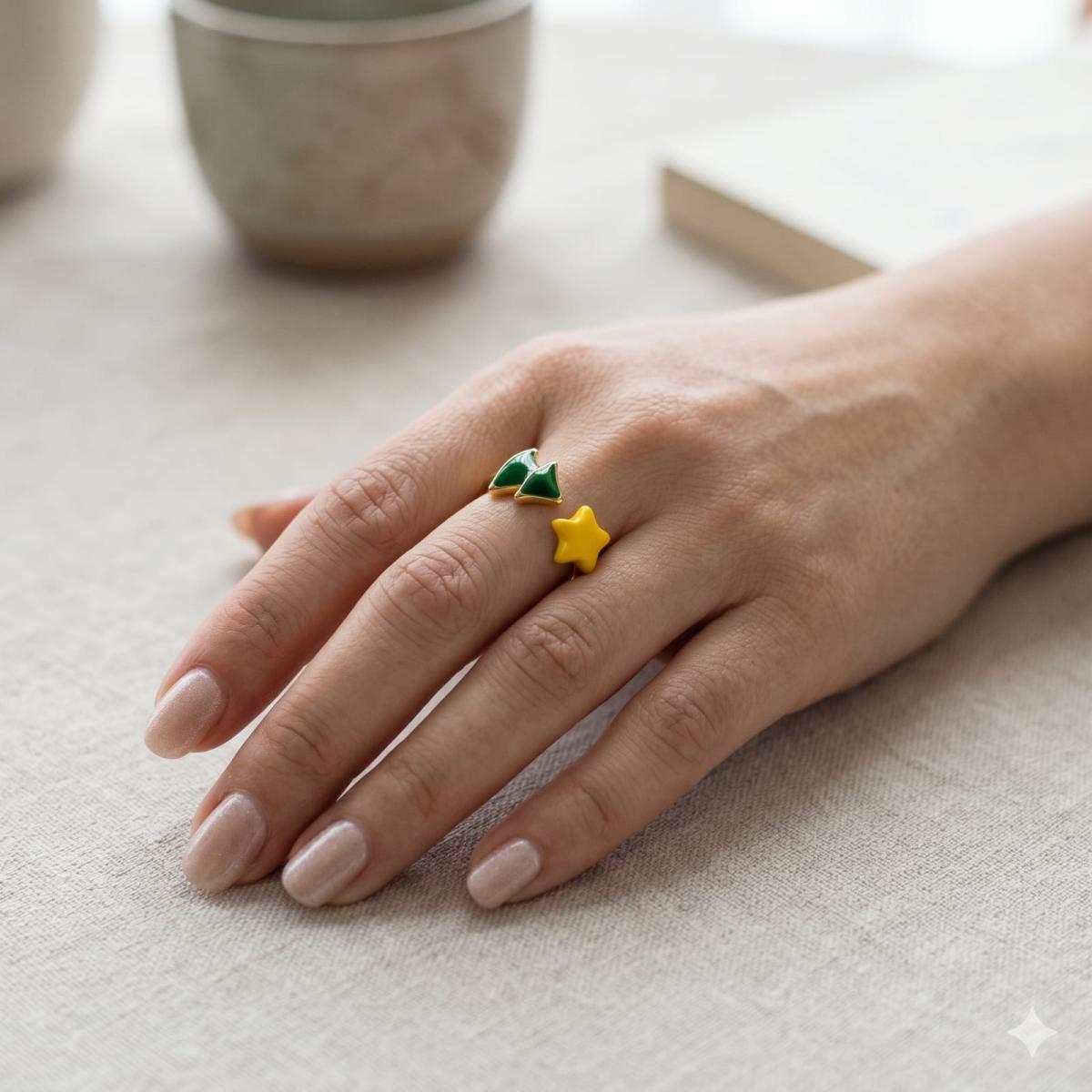 Süßer Stern & Tannenbaum Ring