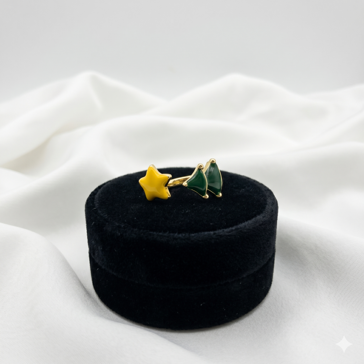 Süße Weihnachts-Ohrstecker Mit Stern & Tannenbaum Goldfarben