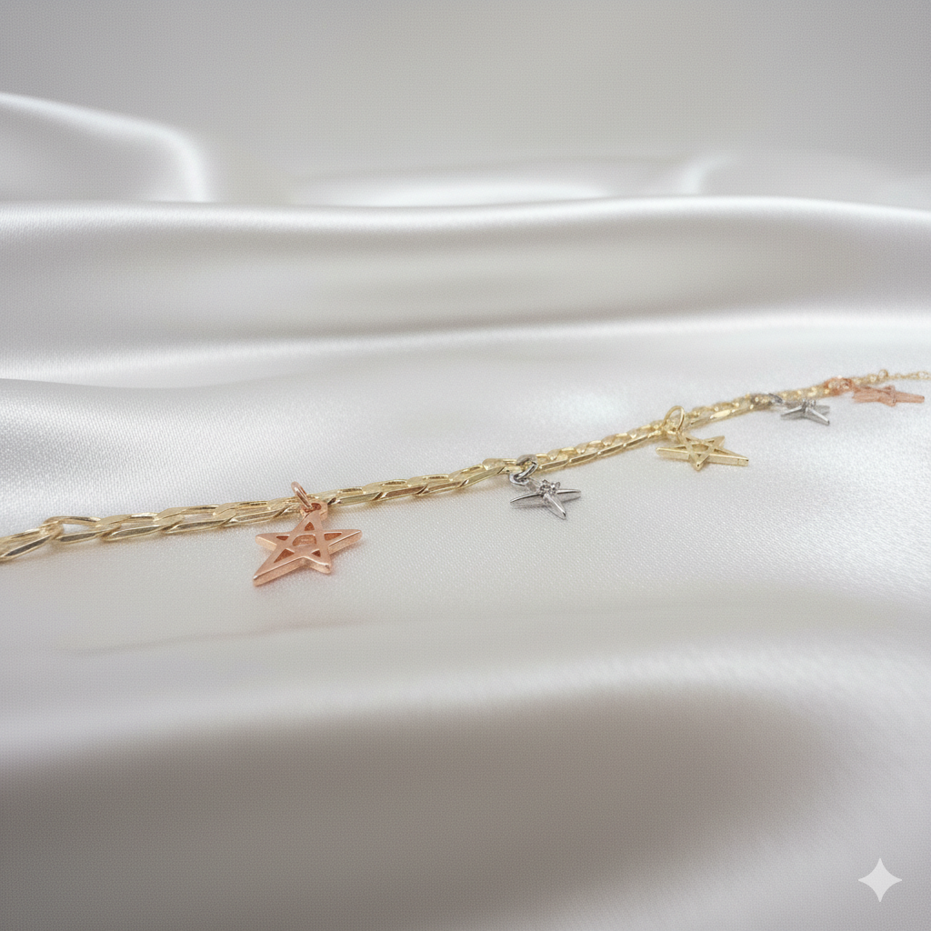 Elegantes Damen-Armband Mit Seestern- & Muschel-Anhänger Tricolor