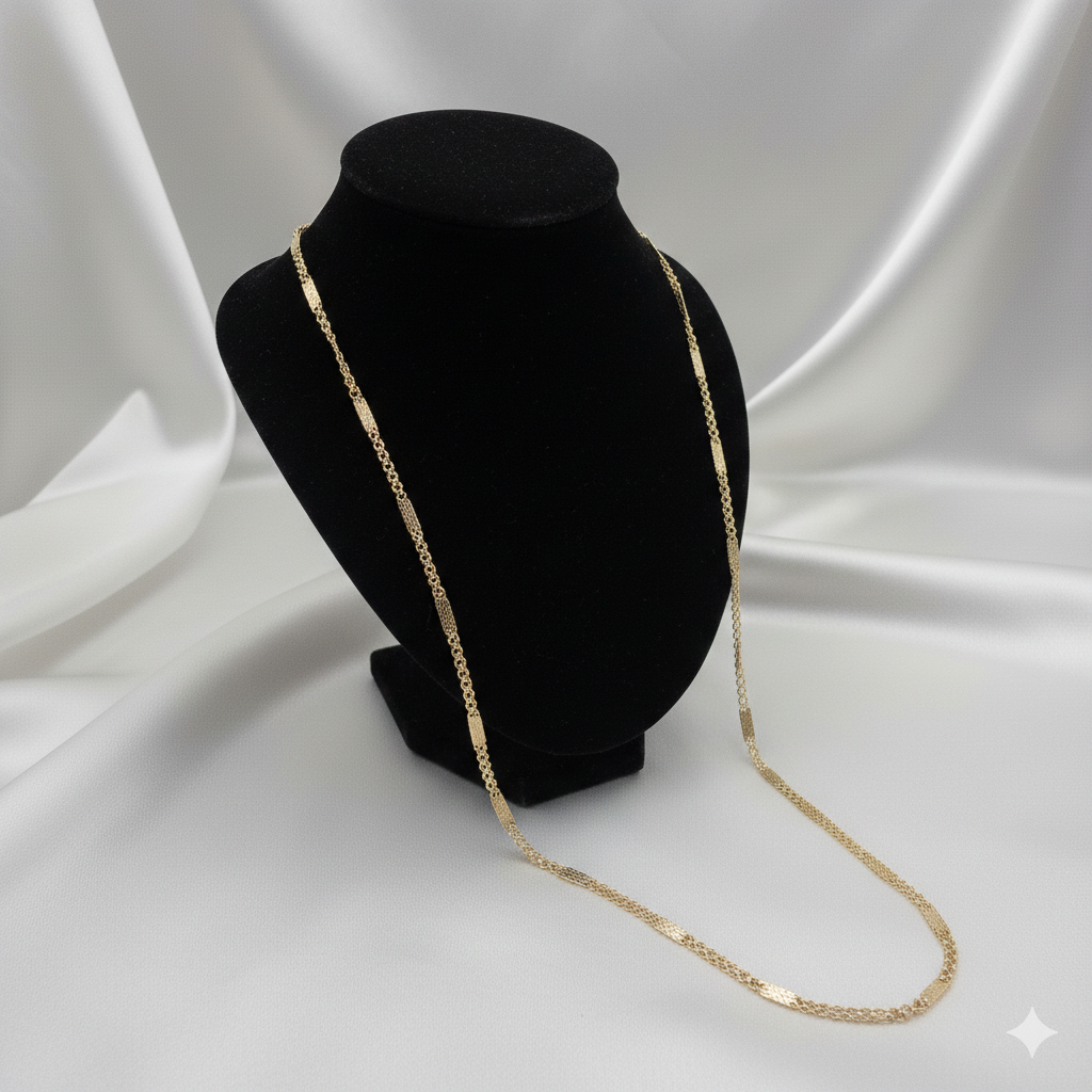Elegante Lange Damen-Halskette In Goldoptik