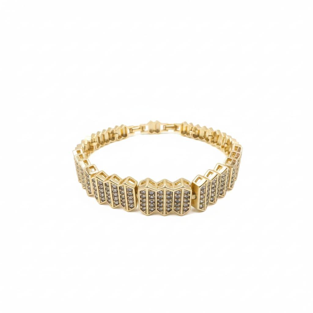 Goldener Geometrischer Armband Mit Zirkonia