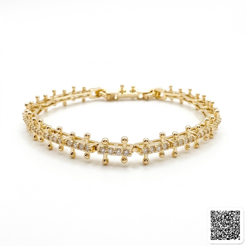Jada Weißes Kristall Gold Armreif 14K Vergoldet