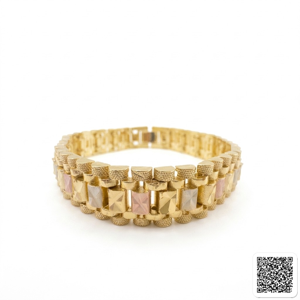 Vergoldetes Gliederarmband Mit Perlmutt-Details Elegantes Damen
