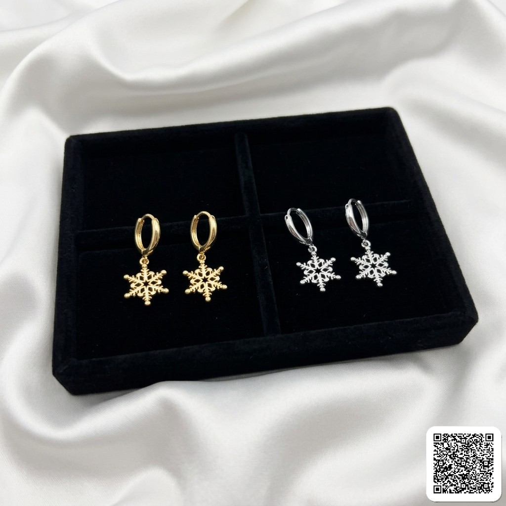 Schneeflocken Creolen Elegante Weihnachts Ohrringe In Gold &amp;