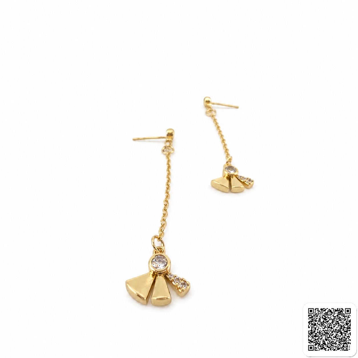 Goldfarbene Hängeohrringe Mit Zirkonia Elegante Damen Ohrringe