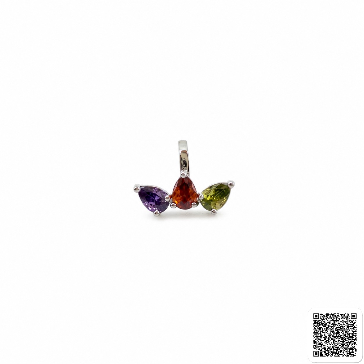 Silberfarbener Ear Cuff mit bunten Tropfen-Schmucksteinen