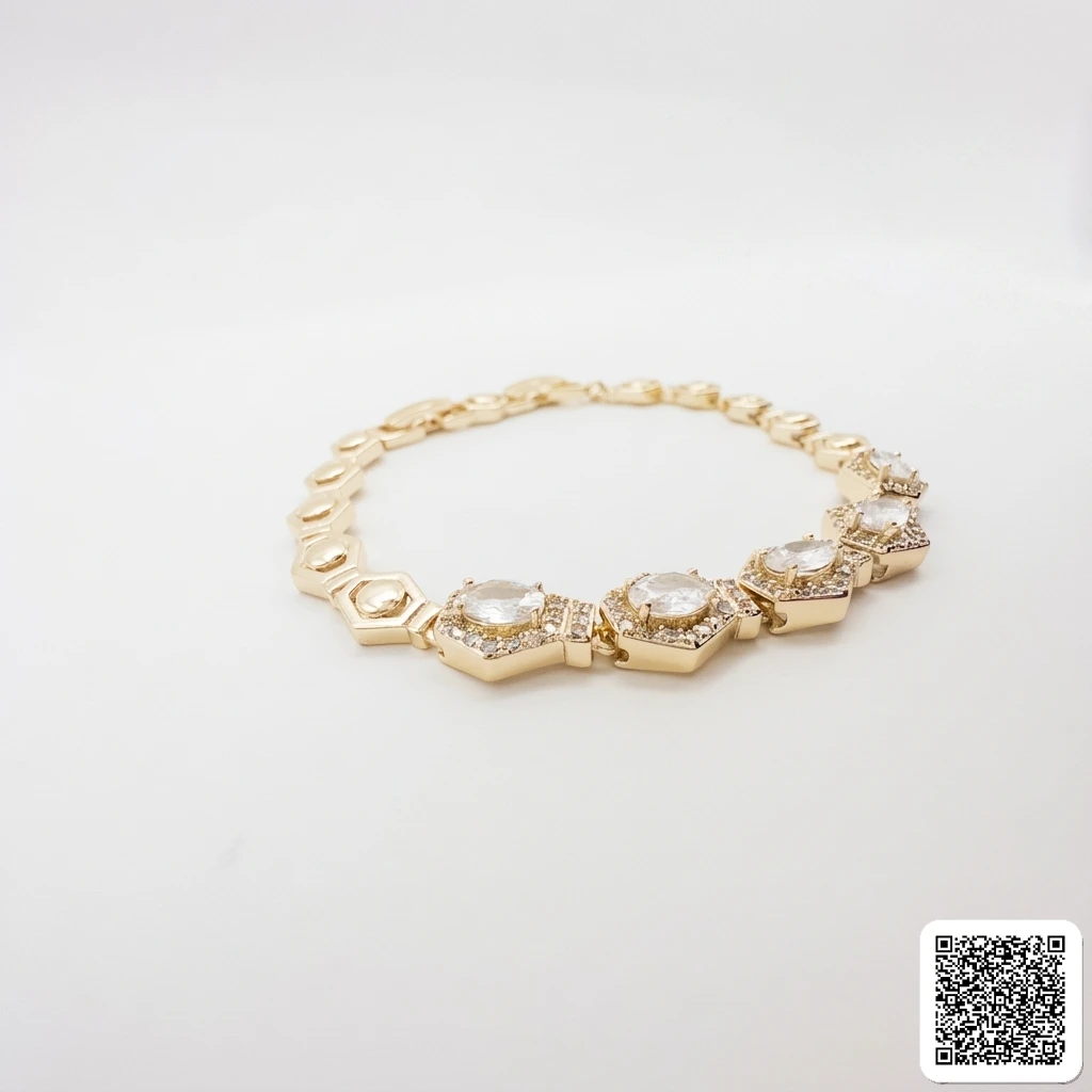Elegantes Damen-Armband Mit Funkelnden Zirkonia-Steinen In Gold