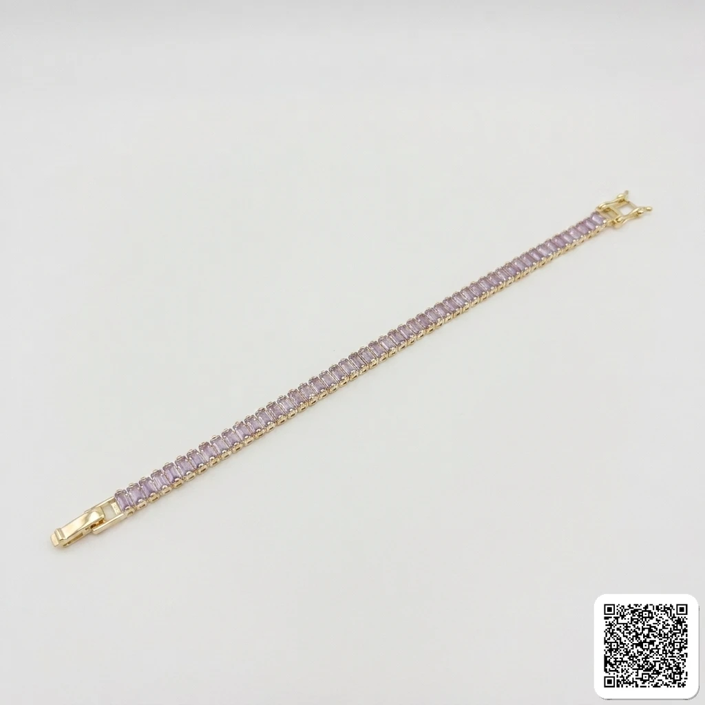 Goldenes Tennis Armband Mit Lila Zirkonia Elegantes Damenarmband