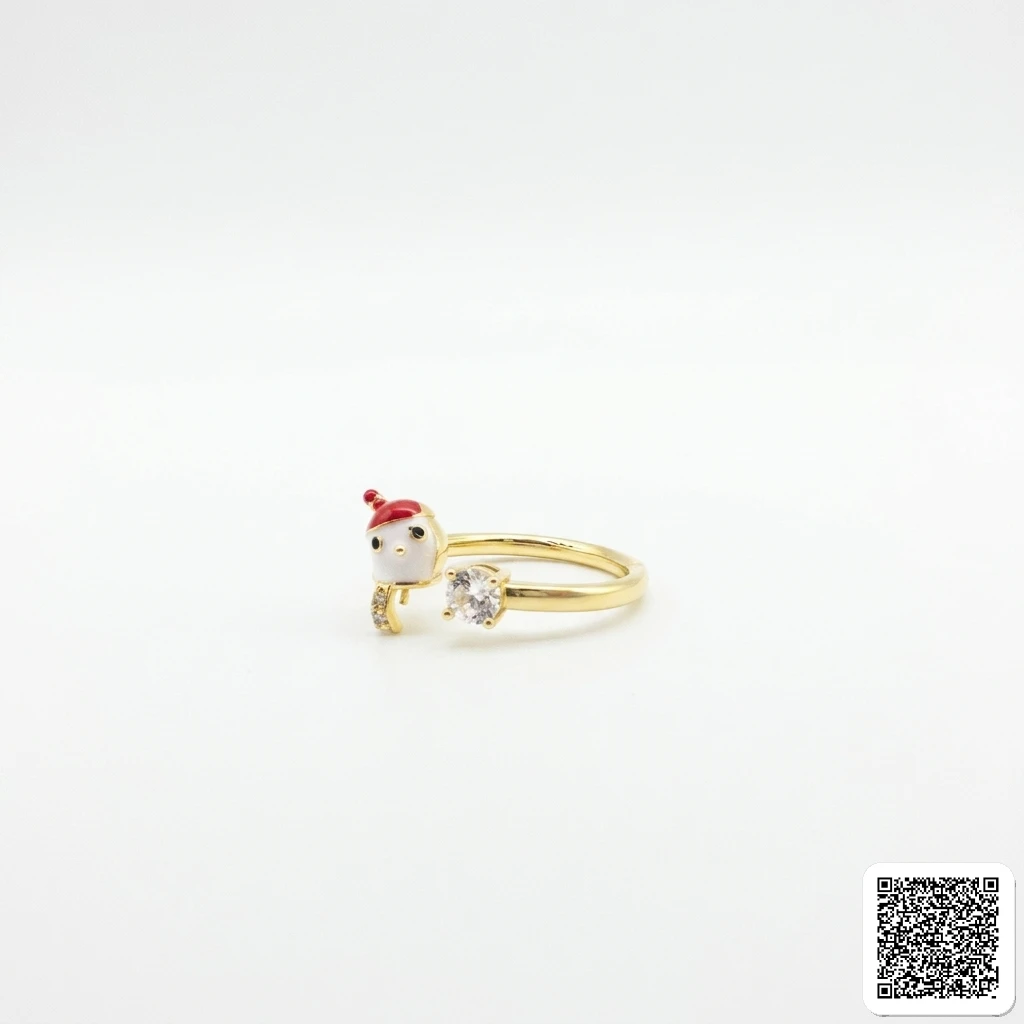 Verstellbarer Goldfarbener Weihnachtsring Mit Santa-Motiv Und