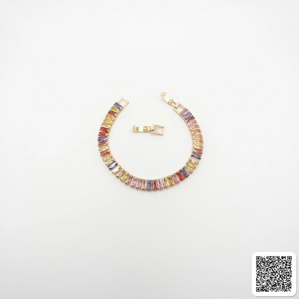 Pastellfarbiges Tennisarmband Mit Rechteckigen Zirkonia-Steinen