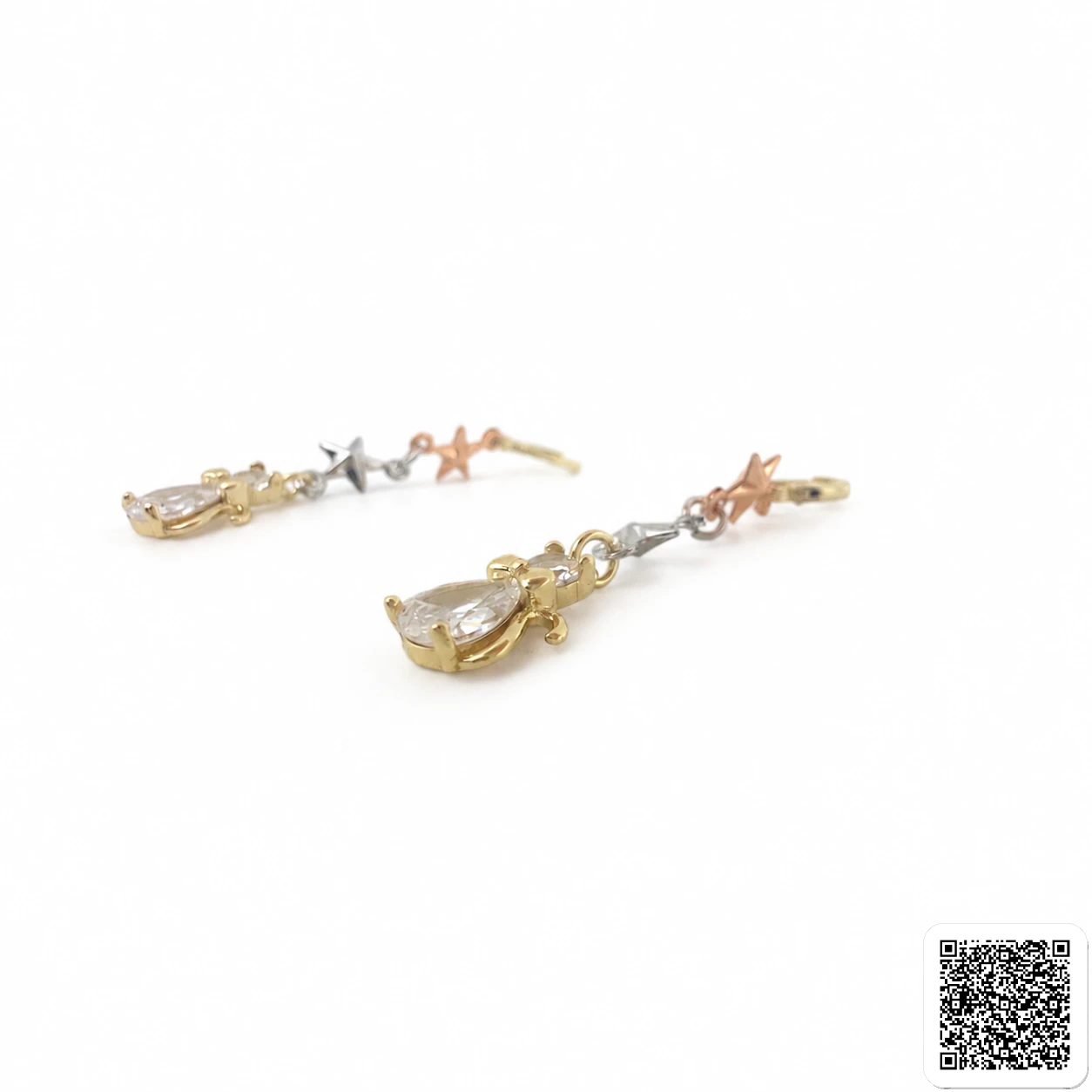 Stern Hängeohrringe Mit Zirkonia Dreifarbige Elegante Damen