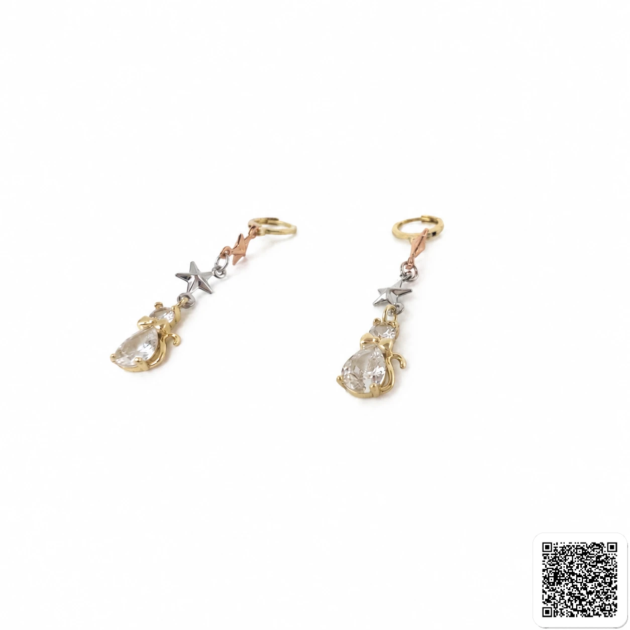 Stern Hängeohrringe Mit Zirkonia Dreifarbige Elegante Damen