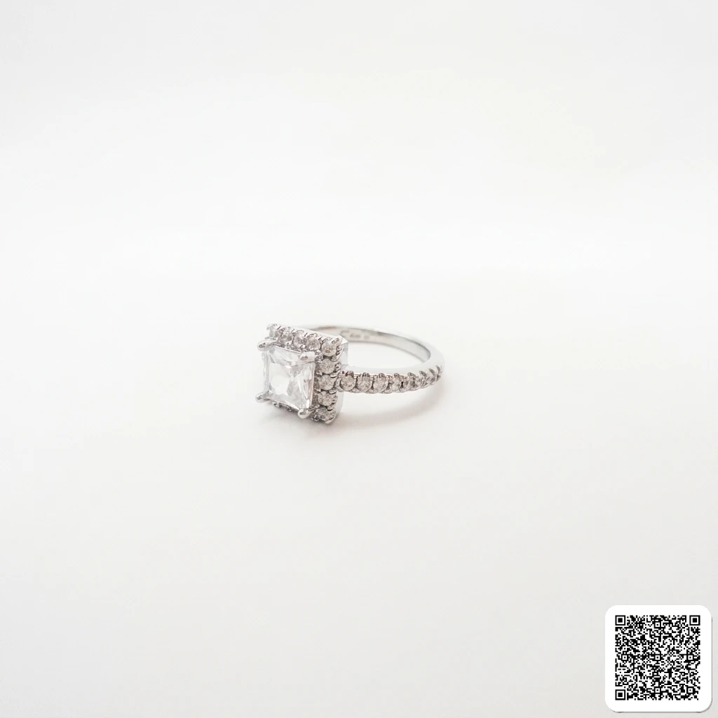 925 Silberring Mit Quadratischem Zirkonia Eleganter