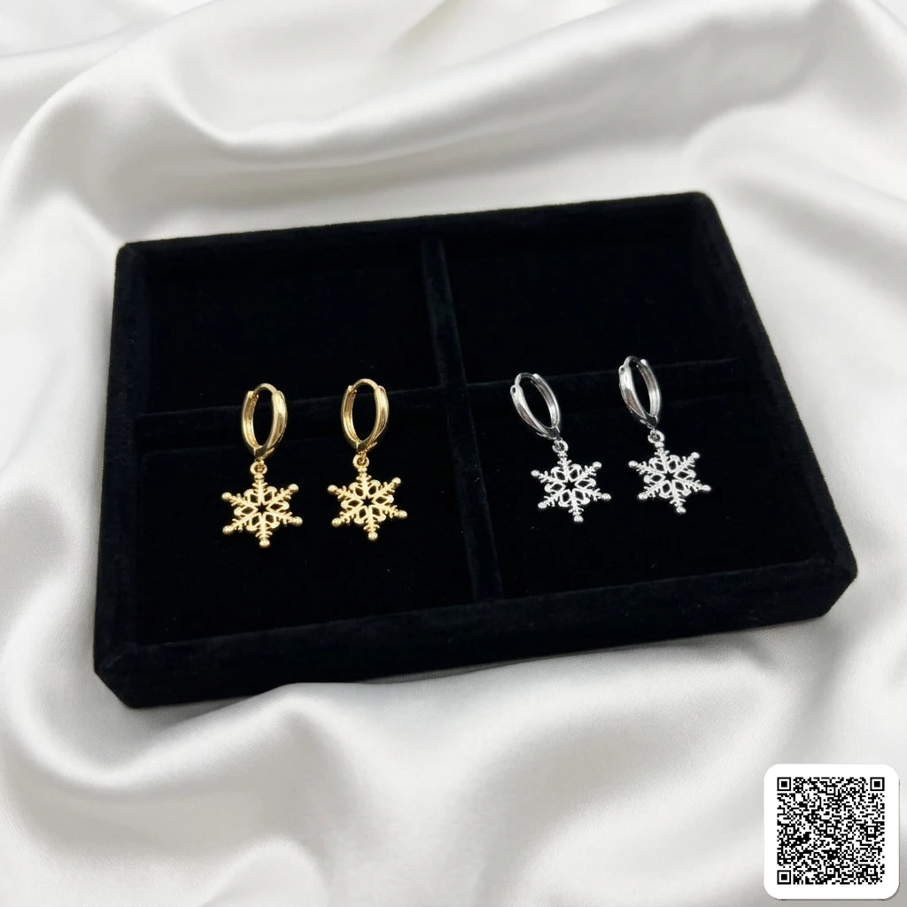 Schneeflocken Creolen Elegante Weihnachts Ohrringe In Gold &