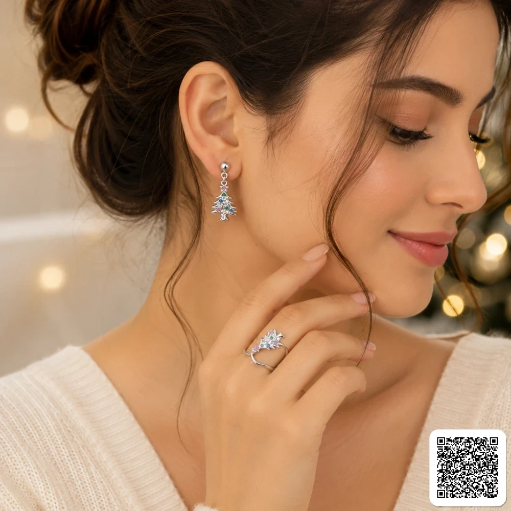 Elegantes Ring- Und Ohrring-Set Für Damen Mit