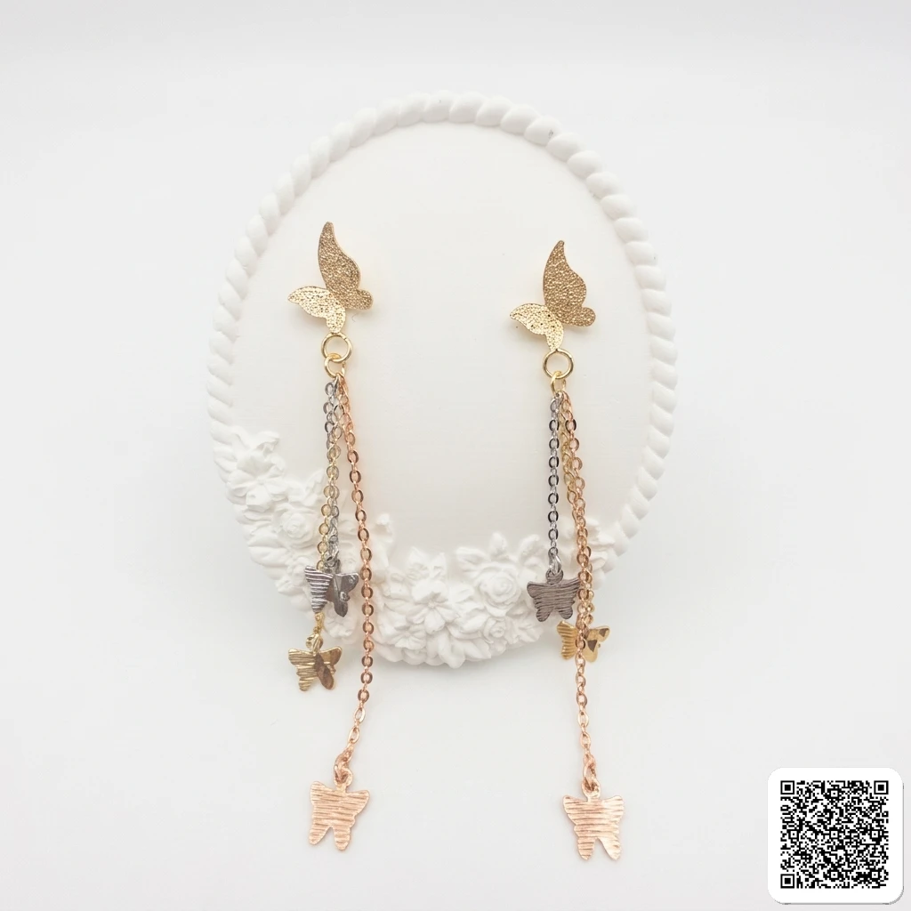 Dreifarbige Schmetterling Hängeohrringe Für Damen Elegante Lange